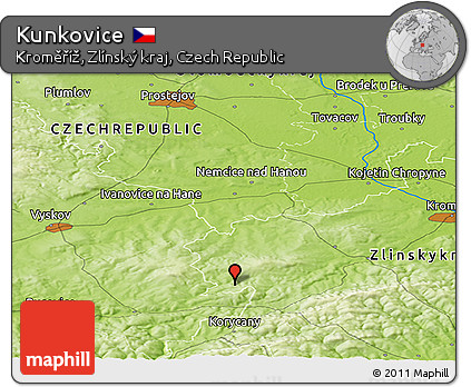Physical Panoramic Map of Kunkovice