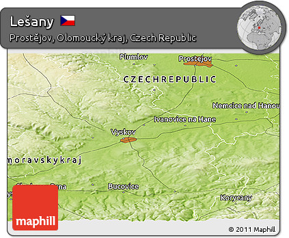 Physical Panoramic Map of Lešany