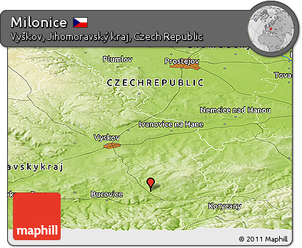 Physical Panoramic Map of Milonice