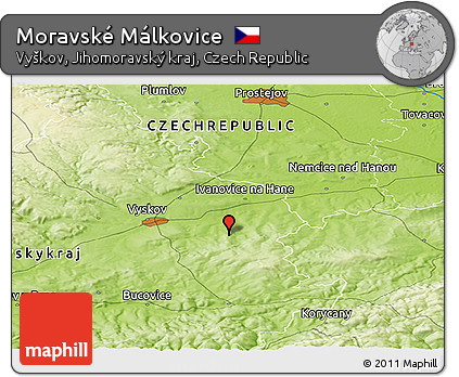 Physical Panoramic Map of Moravské Málkovice