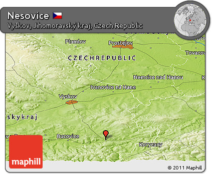 Physical Panoramic Map of Nesovice