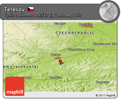 Physical Panoramic Map of Terešov