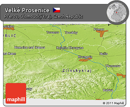 Physical Panoramic Map of Velké Prosenice