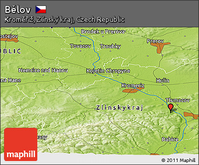 Physical Panoramic Map of Bělov