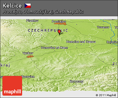 Physical Panoramic Map of Kelčice