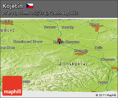 Physical Panoramic Map of Kojetín