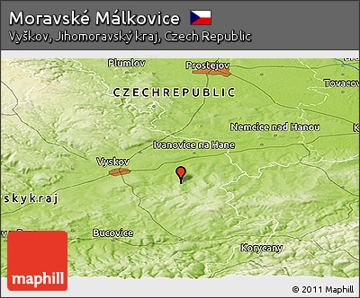Physical Panoramic Map of Moravské Málkovice