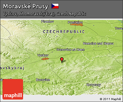 Physical Panoramic Map of Moravské Prusy