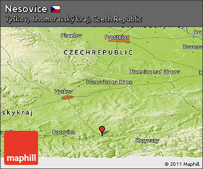 Physical Panoramic Map of Nesovice