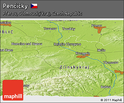 Physical Panoramic Map of Penčičky