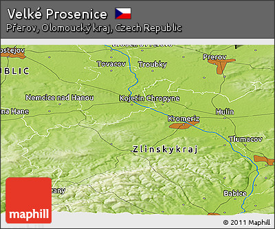 Physical Panoramic Map of Velké Prosenice