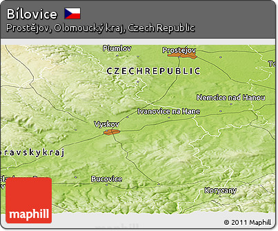 Physical Panoramic Map of Bílovice