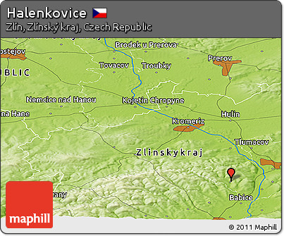 Physical Panoramic Map of Halenkovice