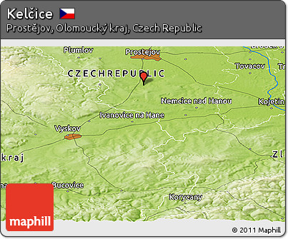 Physical Panoramic Map of Kelčice