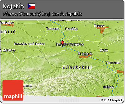 Physical Panoramic Map of Kojetín