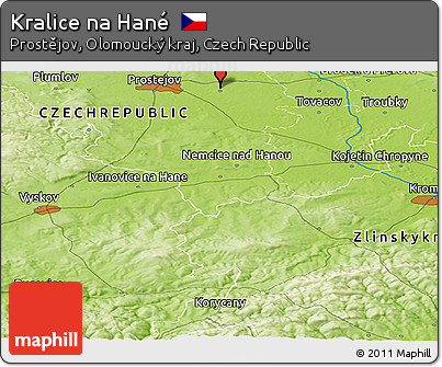 Physical Panoramic Map of Kralice Na Hané