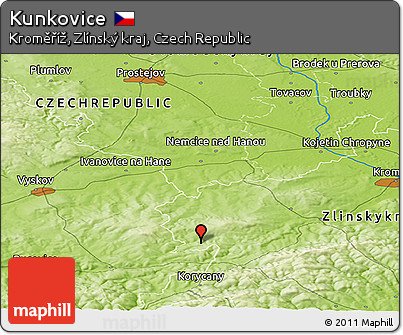Physical Panoramic Map of Kunkovice