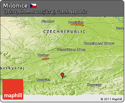 Physical Panoramic Map of Milonice