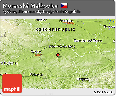 Physical Panoramic Map of Moravské Málkovice