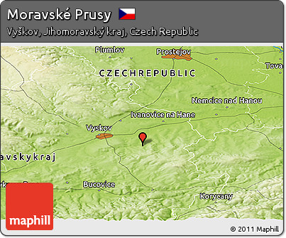 Physical Panoramic Map of Moravské Prusy