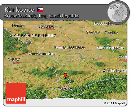 Satellite Panoramic Map of Kunkovice