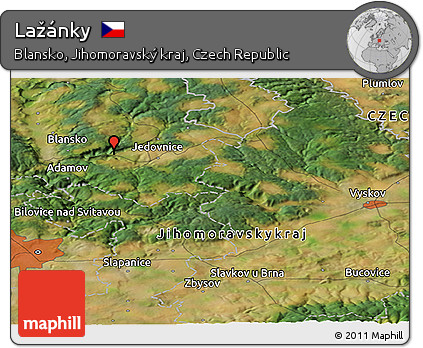 Satellite Panoramic Map of Lažánky