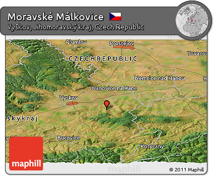 Satellite Panoramic Map of Moravské Málkovice
