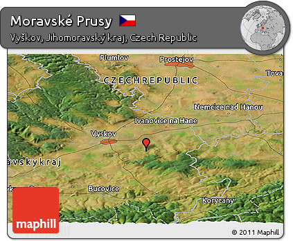 Satellite Panoramic Map of Moravské Prusy