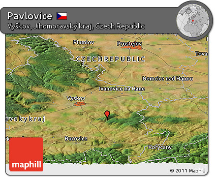 Satellite Panoramic Map of Pavlovice