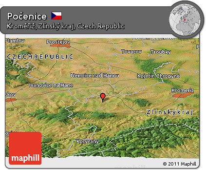 Satellite Panoramic Map of Počenice