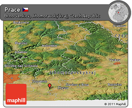 Satellite Panoramic Map of Prace