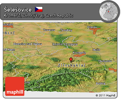 Satellite Panoramic Map of Šelešovice