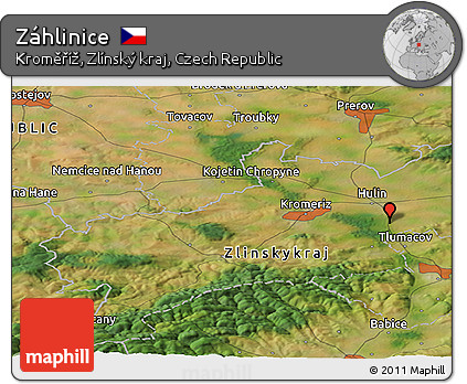 Satellite Panoramic Map of Záhlinice