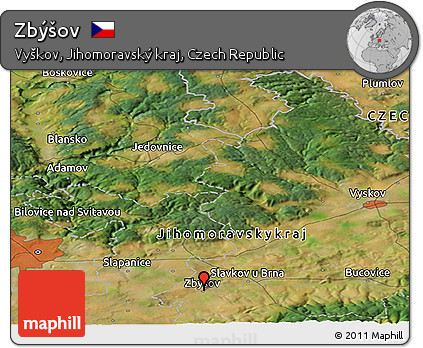Satellite Panoramic Map of Zbýšov