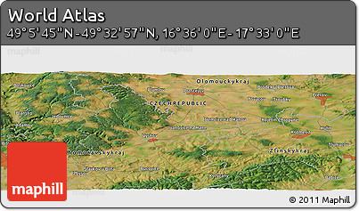 Satellite Panoramic Map of the Area around 49° 19' 21" N, 17° 4' 30" E