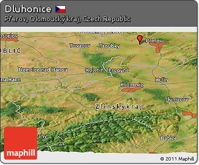 Satellite Panoramic Map of Dluhonice