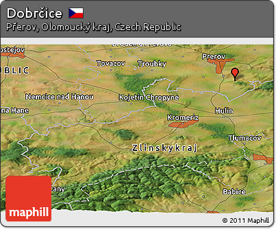 Satellite Panoramic Map of Dobrčice
