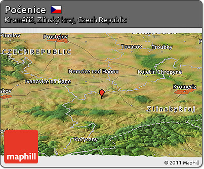 Satellite Panoramic Map of Počenice