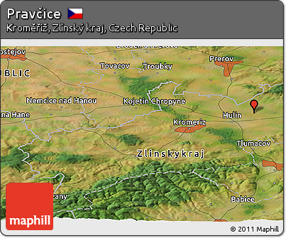 Satellite Panoramic Map of Pravčice