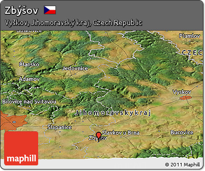 Satellite Panoramic Map of Zbýšov
