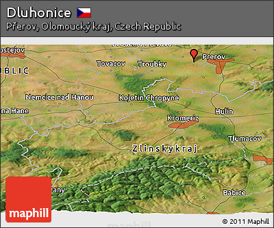 Satellite Panoramic Map of Dluhonice