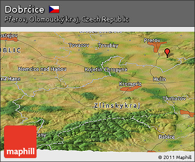 Satellite Panoramic Map of Dobrčice