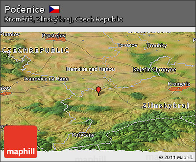Satellite Panoramic Map of Počenice