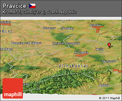 Satellite Panoramic Map of Pravčice