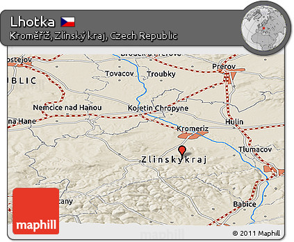 Shaded Relief Panoramic Map of Lhotka