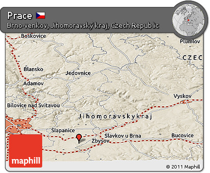 Shaded Relief Panoramic Map of Prace