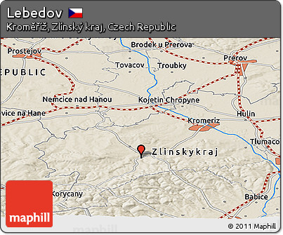 Shaded Relief Panoramic Map of Lebedov