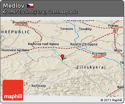 Shaded Relief Panoramic Map of Medlov
