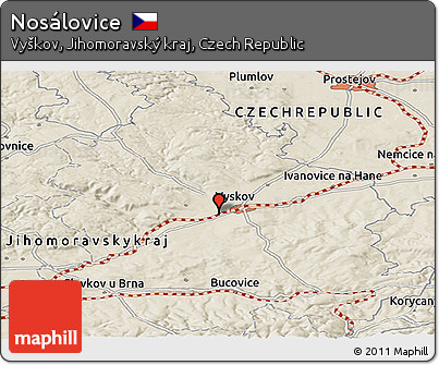 Shaded Relief Panoramic Map of Nosálovice