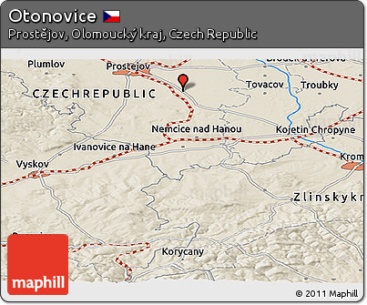 Shaded Relief Panoramic Map of Otonovice
